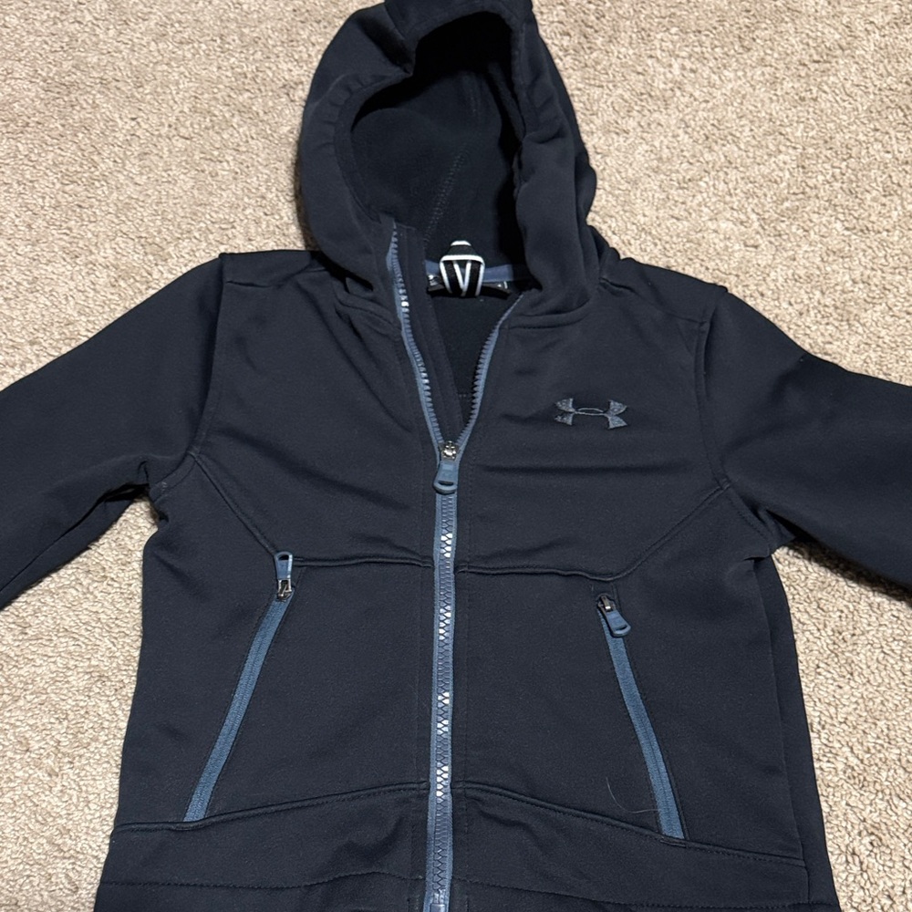 Under Armour Kids Navy Black Hooded Zip-Up Sweatshirt
